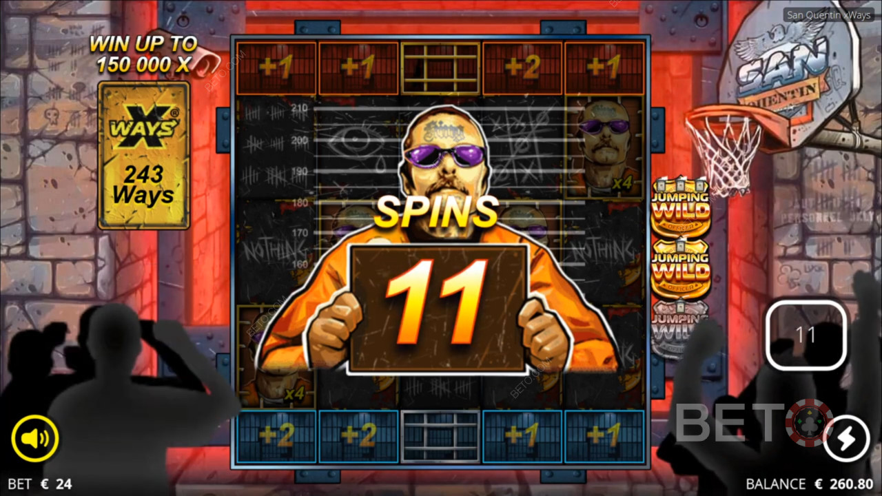 Gratis spins i San Quentin spilleautomat