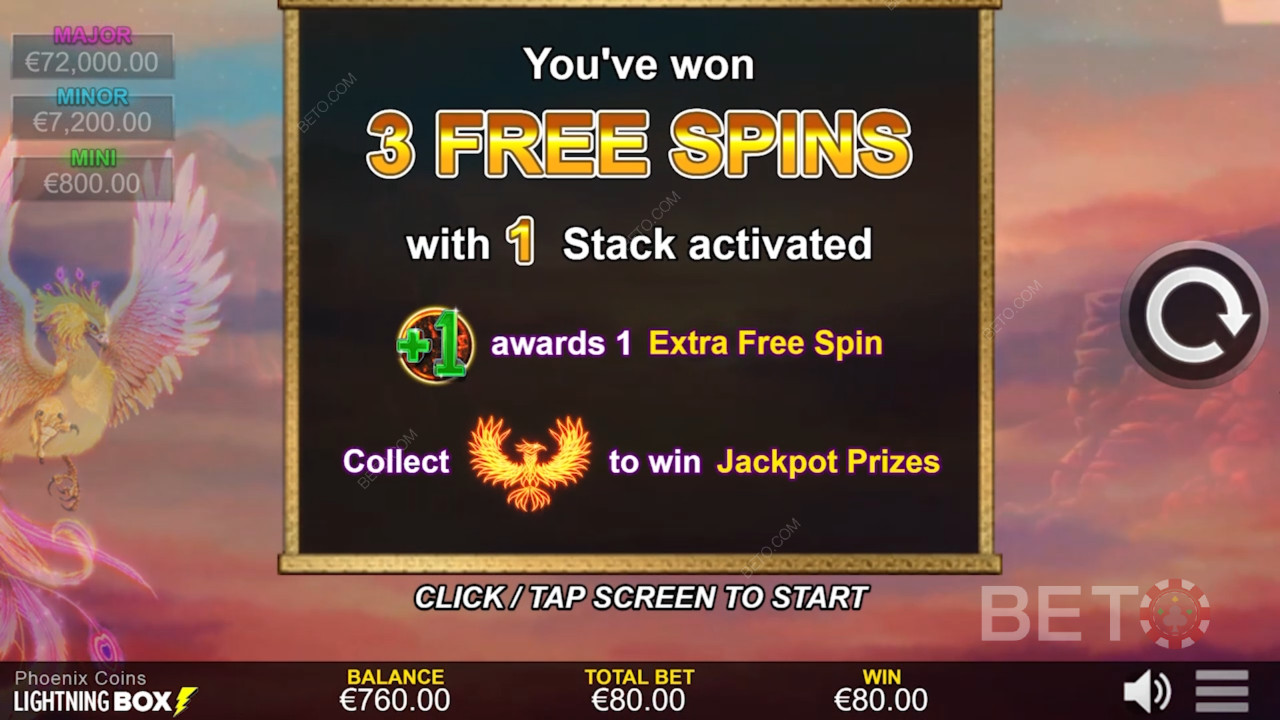 Gratis spins i Phoenix Coins med særlige stakke