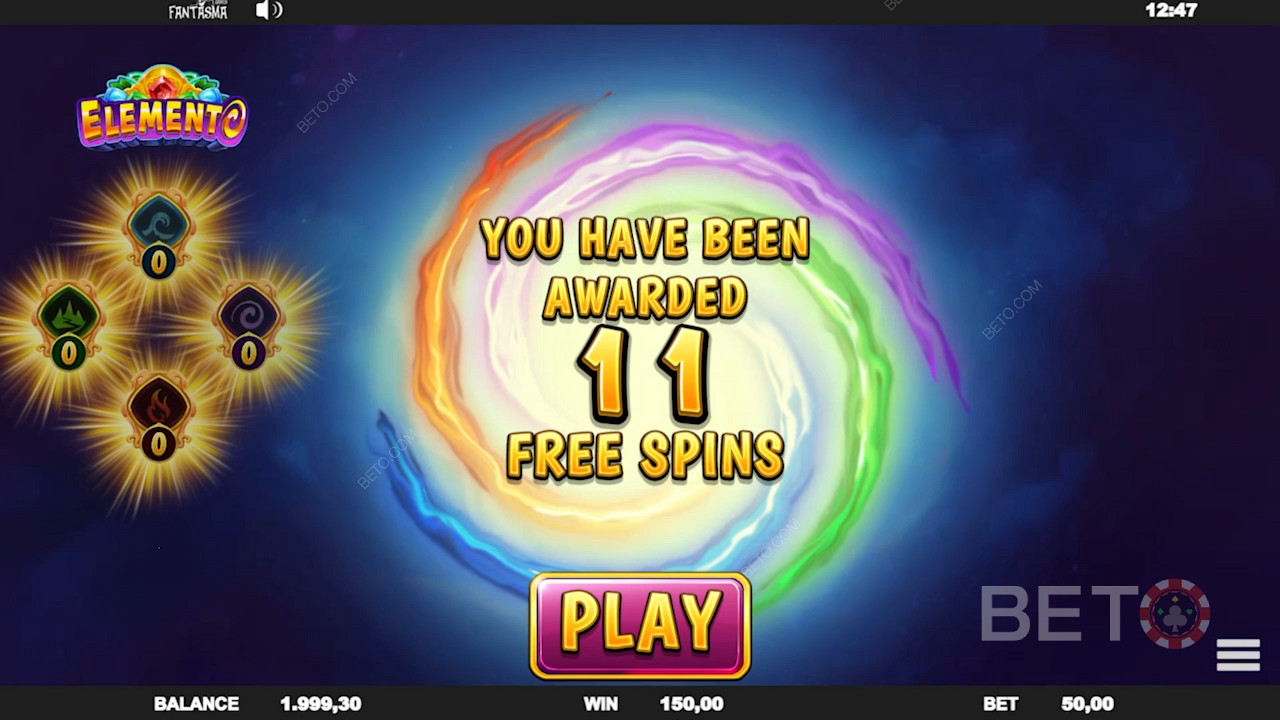 Vind Free Spins og gang dine gevinster op på Elemento spilleautomaten
