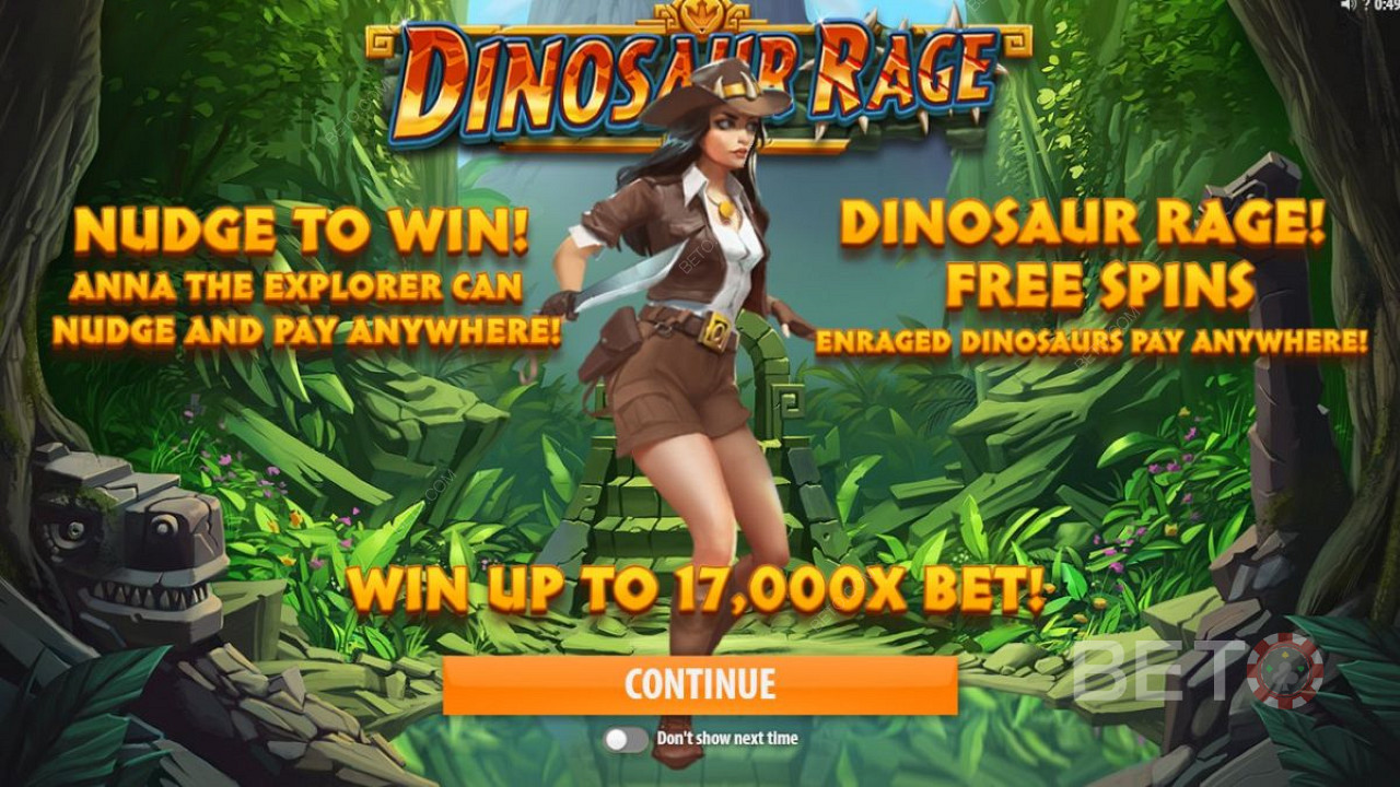 Dinosaur Rage fra Quickspin - Følg den opdagelsesrejsende Anna tilbage til dinosaurernes tid på jagt efter bonus skatte 