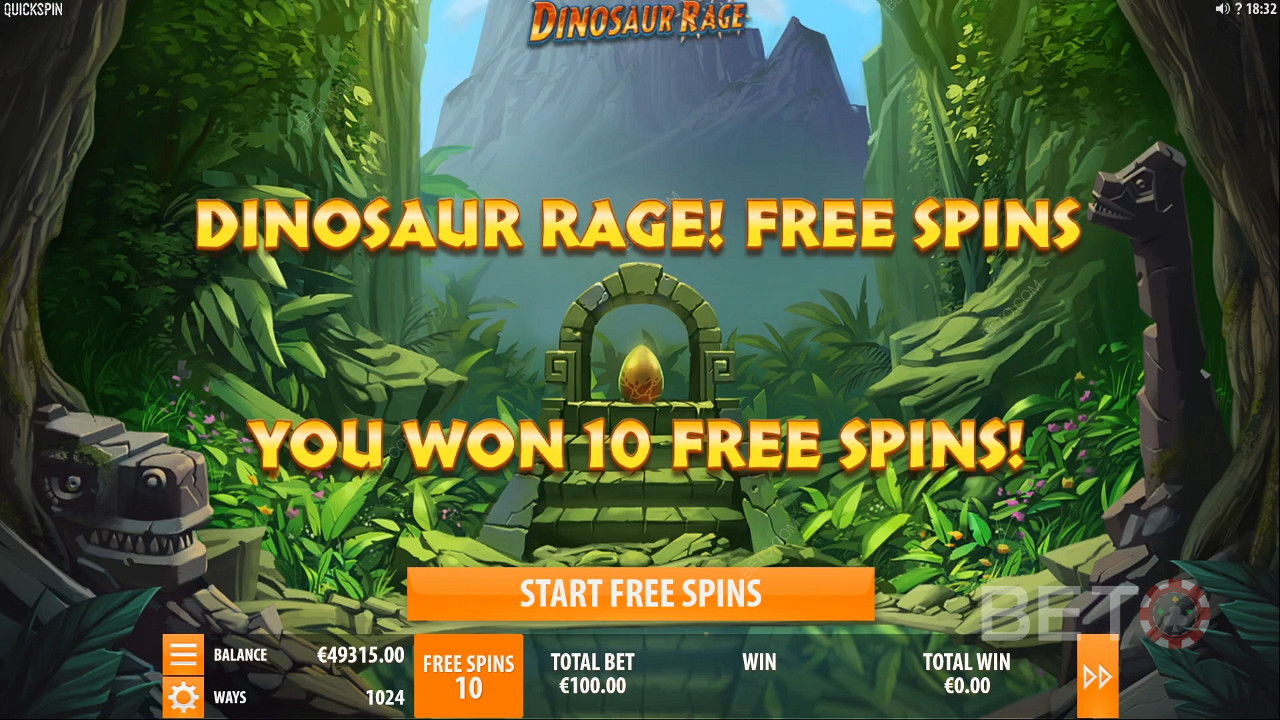 Vind free spins i Dinosaur Rage