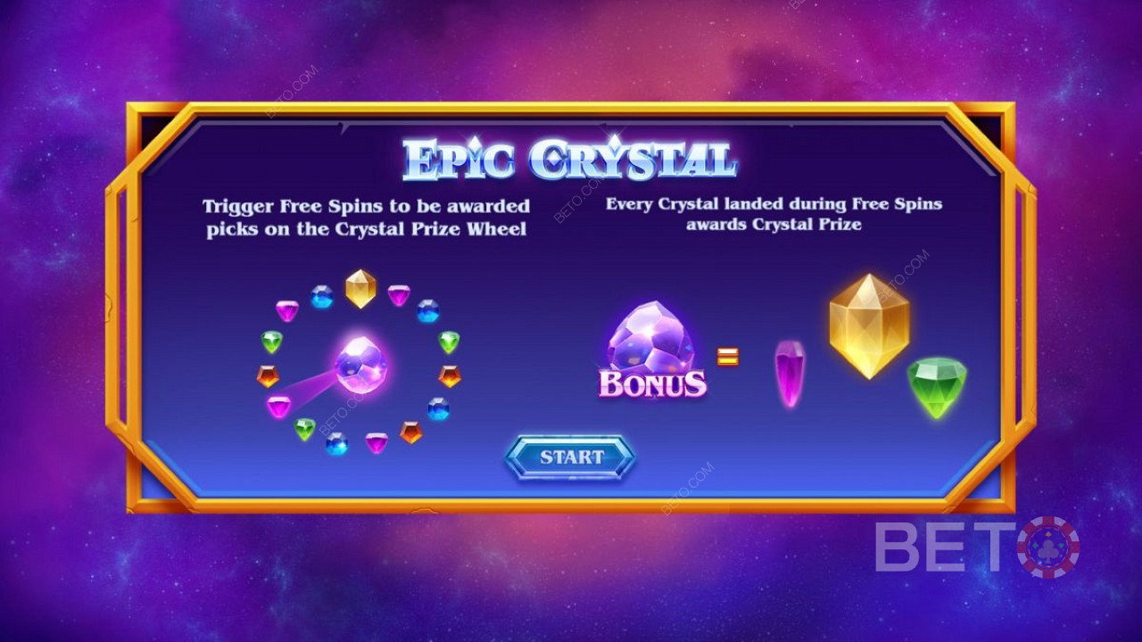 Startskærm i Epic Crystal - Bonus og free spins