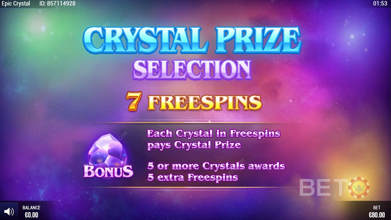 Specielle free spins i Epic Crystal