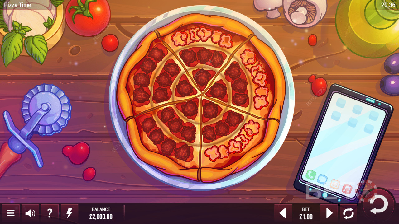 Rund spilleplade i Pizza Time