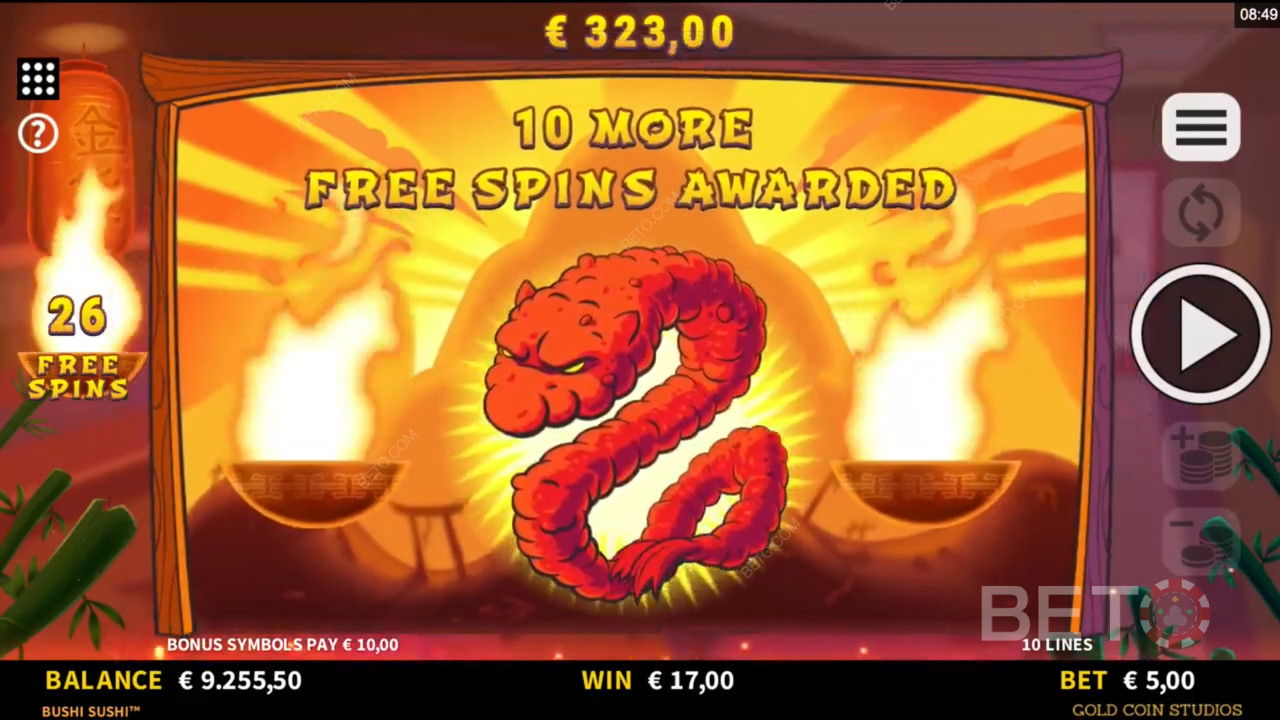 Vind ekstra gratis spins i Bushi Sushi