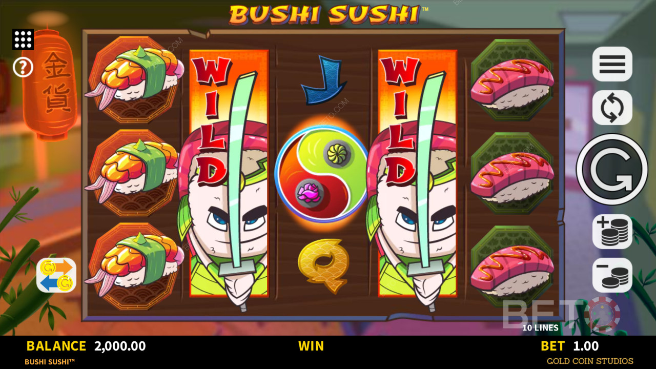 Udvidende wilds i Bushi Sushi spilleautomat