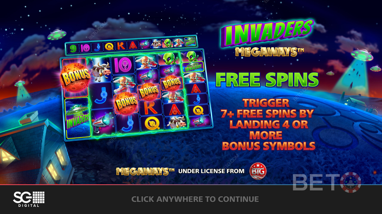 Nyd Free Spins med Modifikatorer, Kaskadehjul og mere i Invaders Megaways