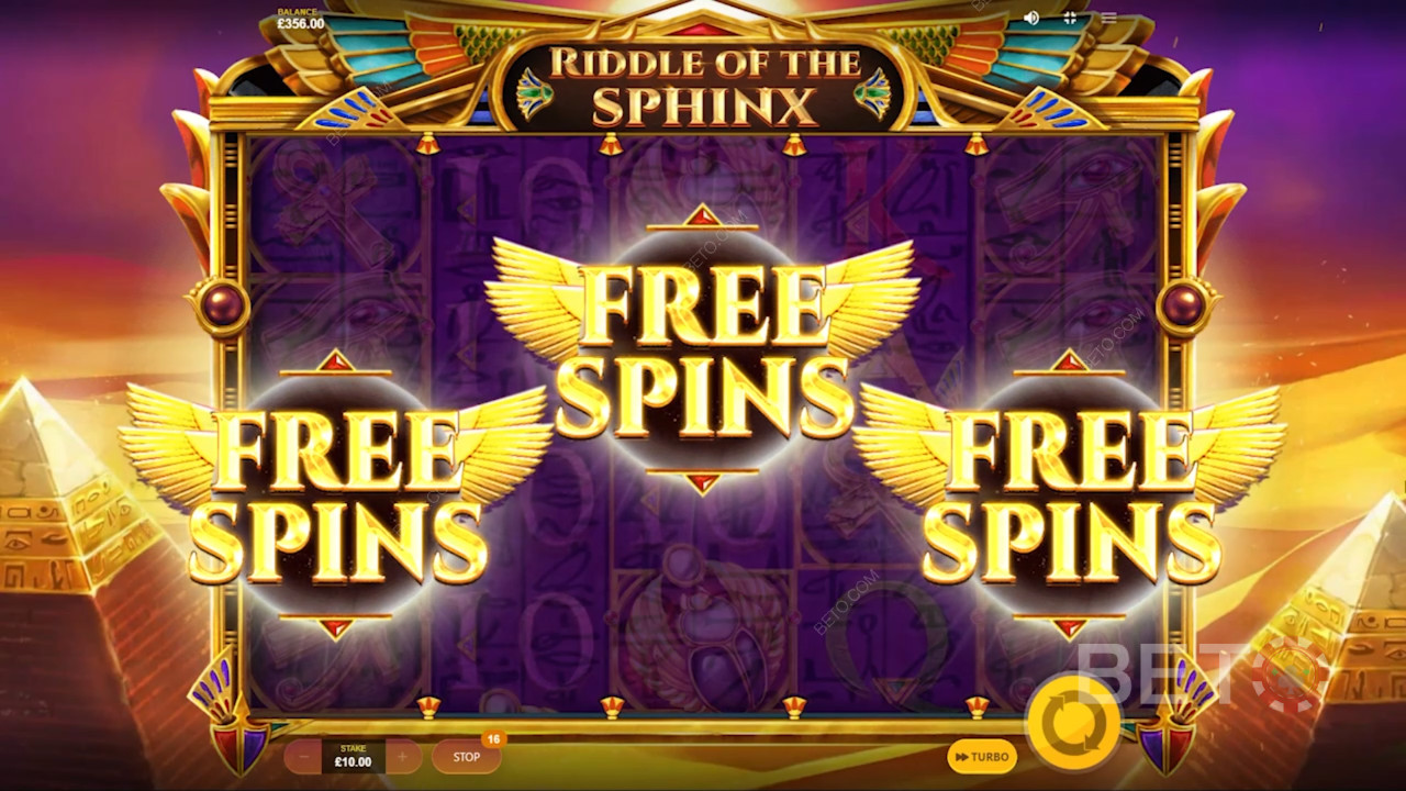 Vind gratis spins i Faraos bonusrunde på Sfinksens Gåde