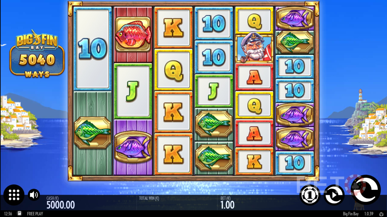 Kantet grafik og visuelle elementer i Big Fin Bay