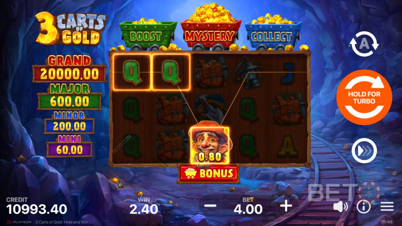 Anmeldelse af 3 Carts of Gold: Hold and Win Spilleautomat
