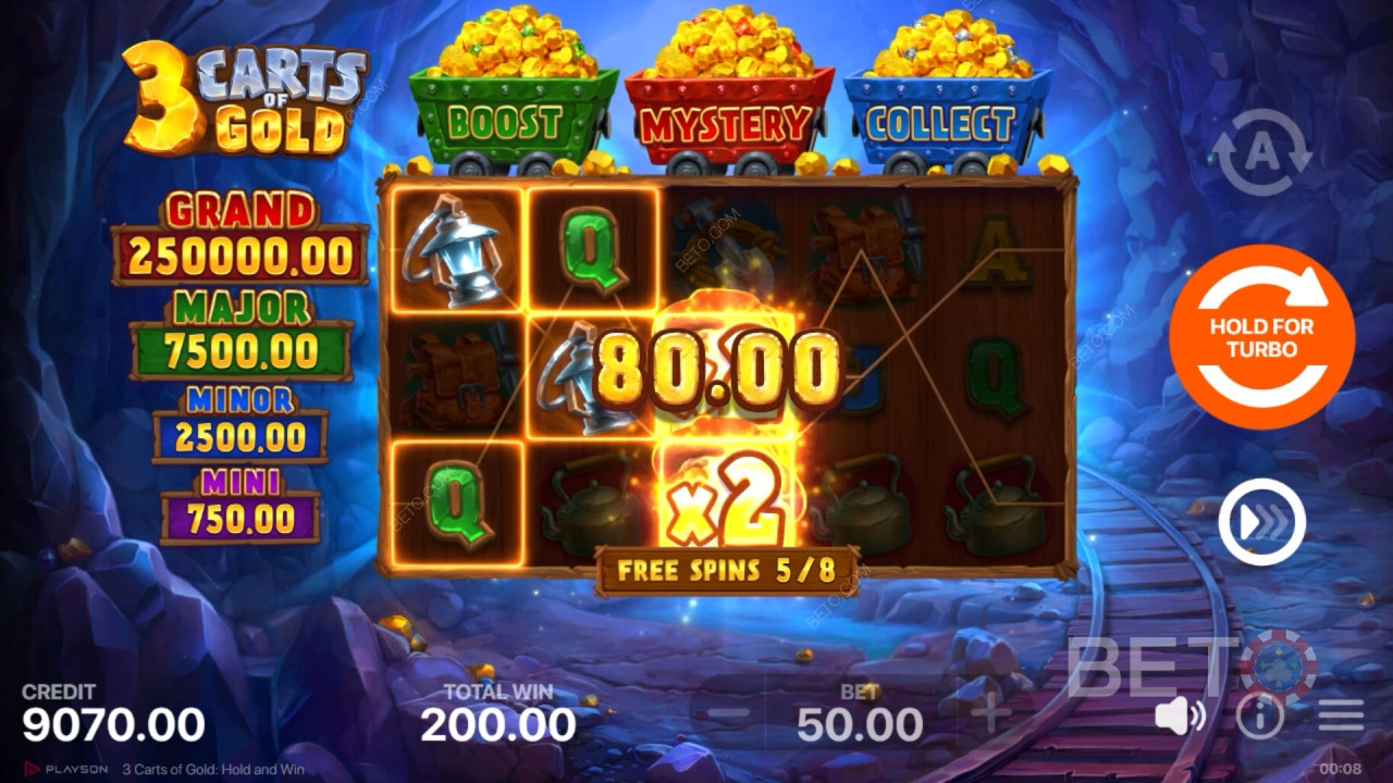 Sådan spiller du 3 Carts of Gold: Hold and Win fra Playson