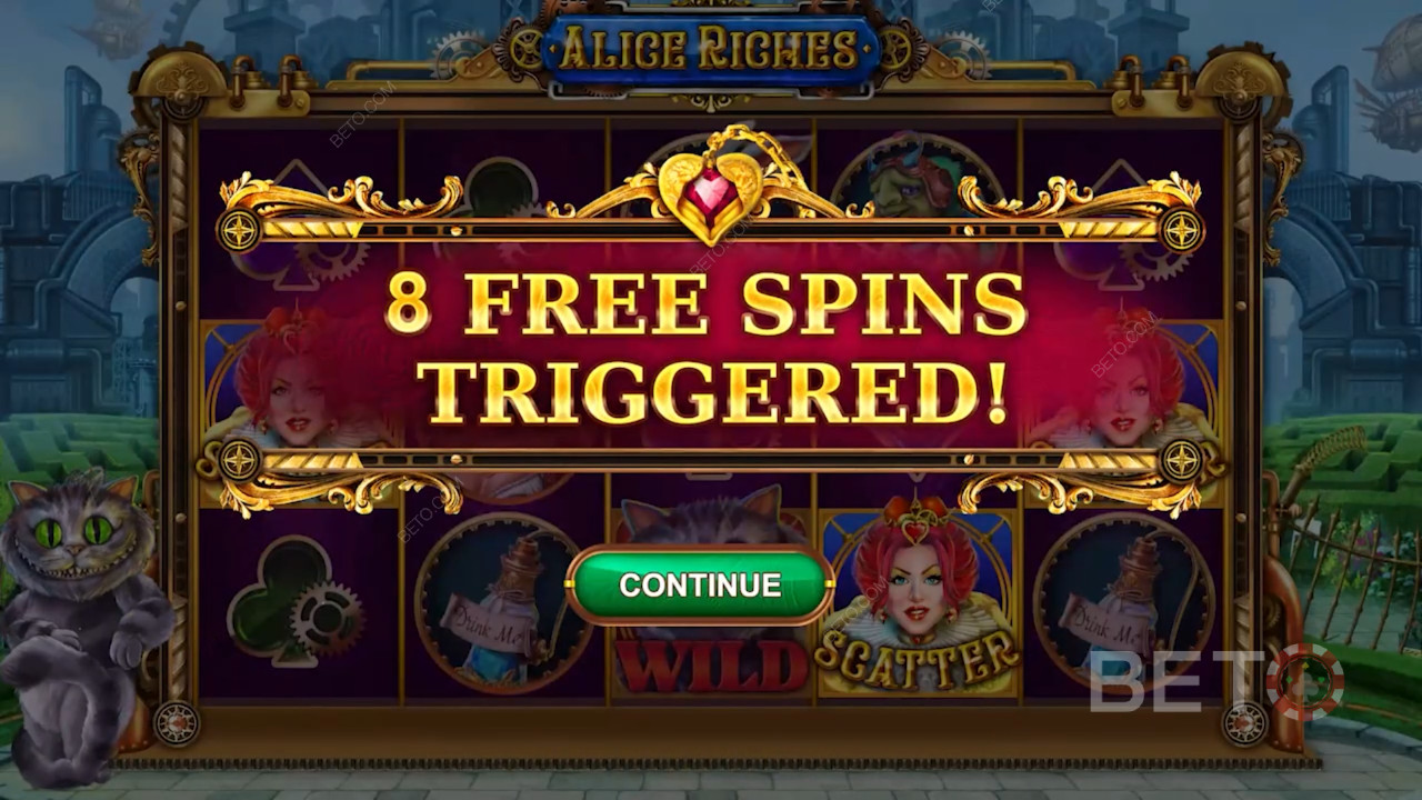 3+ dronning Scatters kan udløse gratis spins