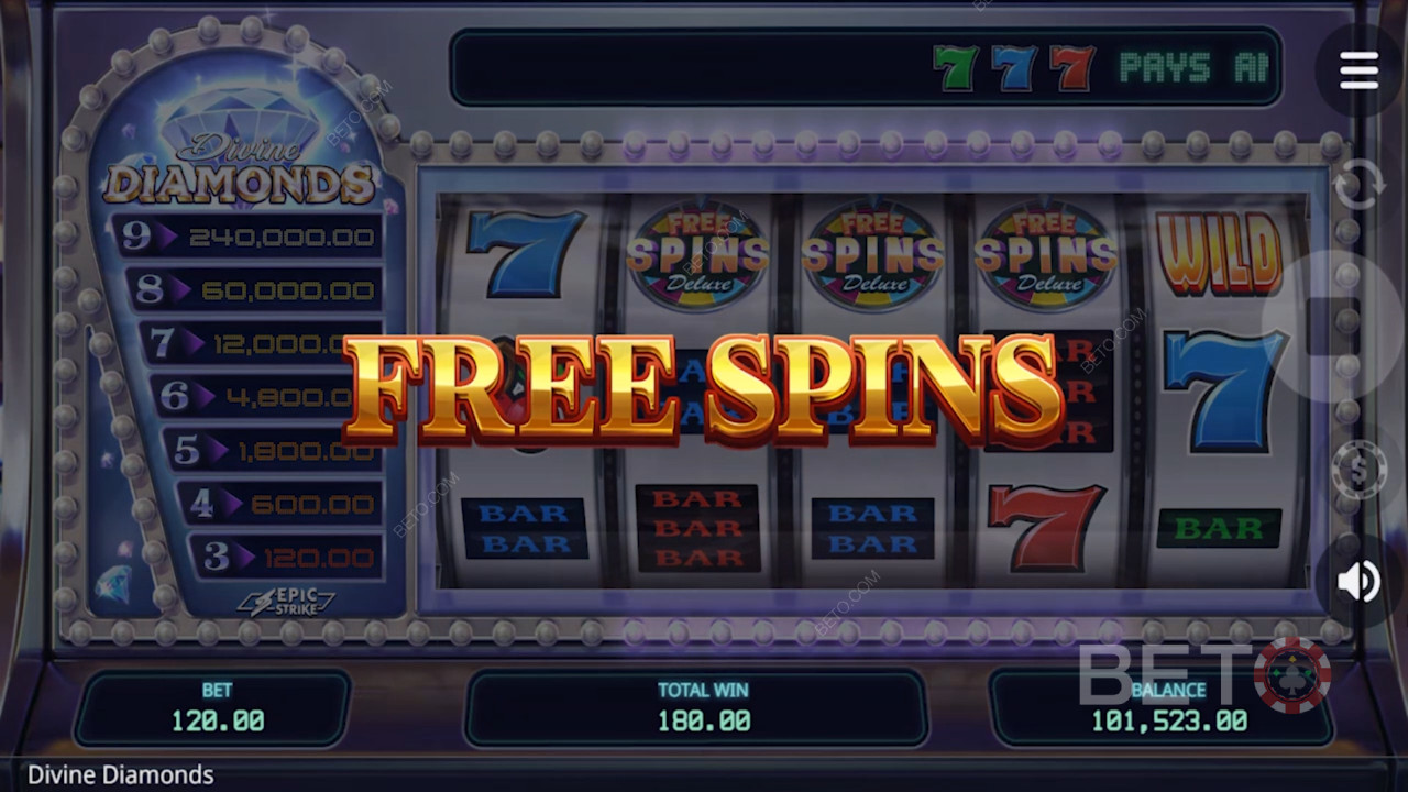 Særlig gratis spins-runde i Divine Diamonds