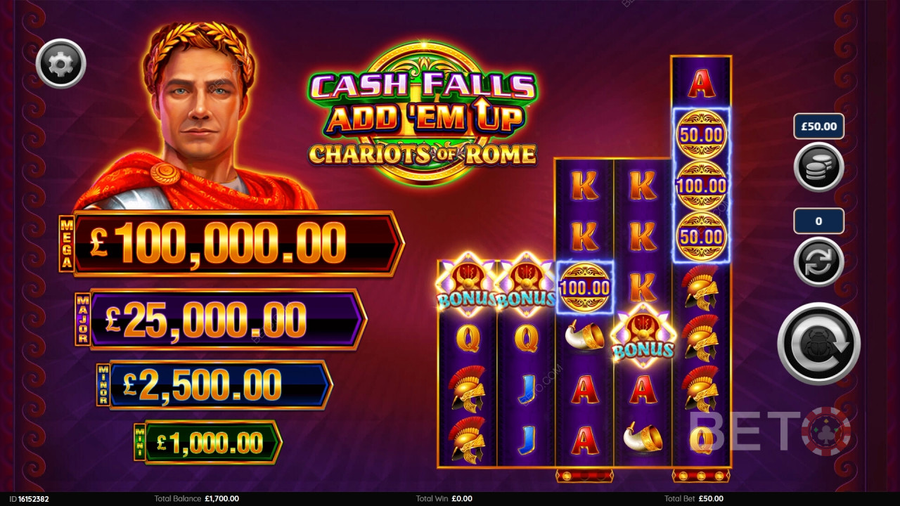 Cash Falls: Add 'Em Up Chariots of Rome Spil For sjov