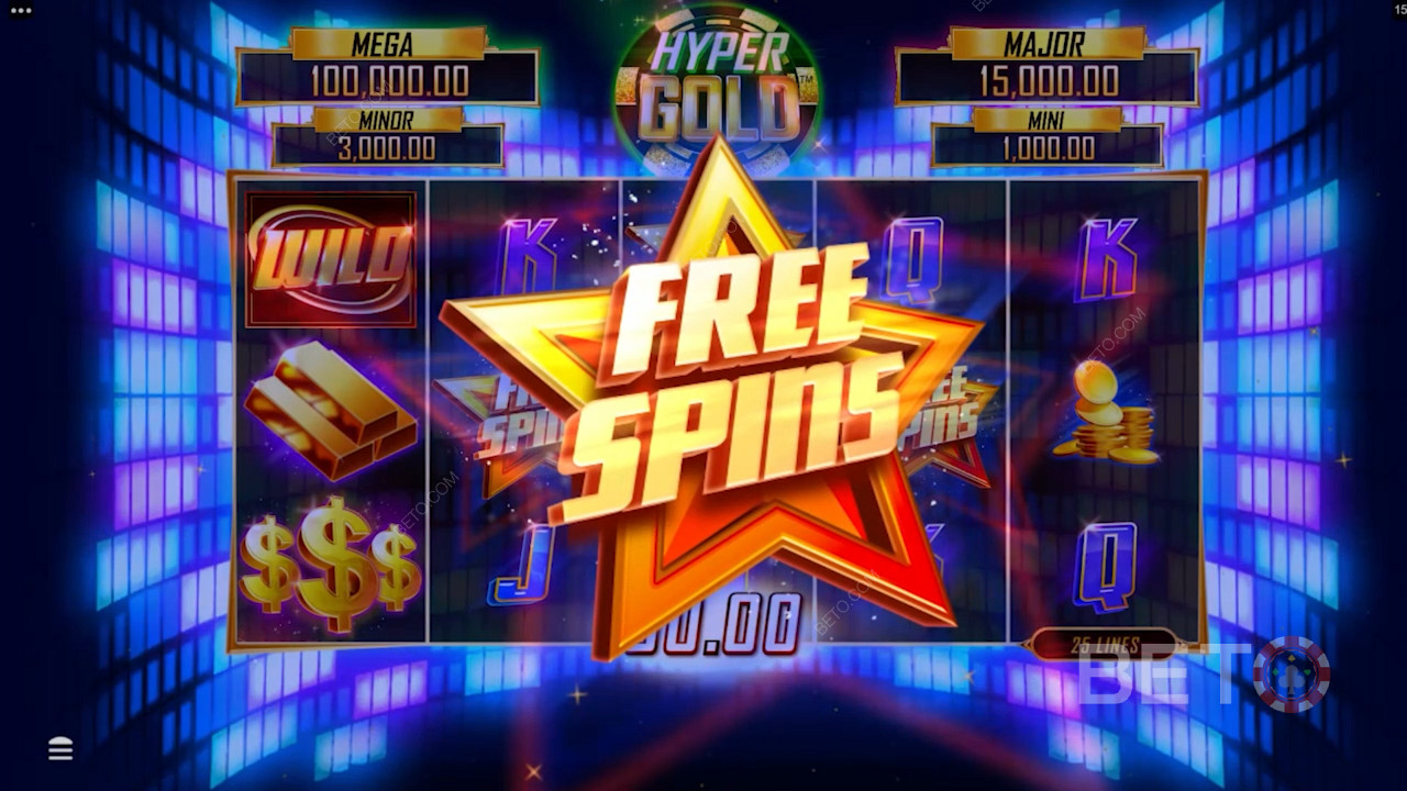 Tjen free spins for at vinde enorme beløb på Hyper Gold spillemaskinen