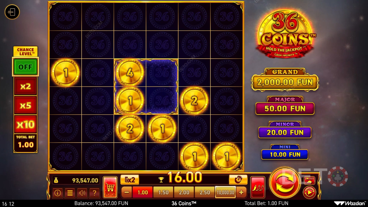 Bonusfunktioner i 36 Coins fra Wazdan forklaret