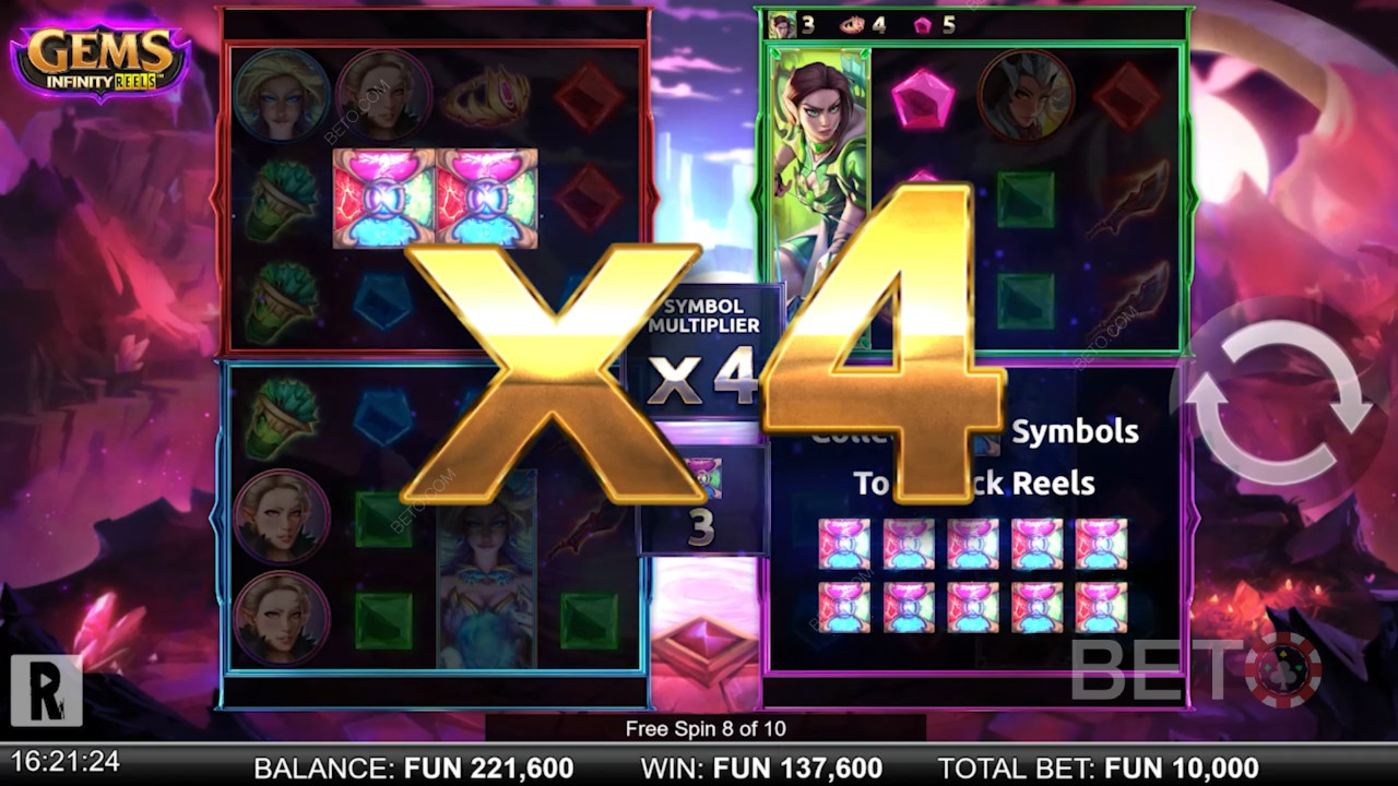 Nyd gratis spins og Utility Bonus i Gems Infinity Reels