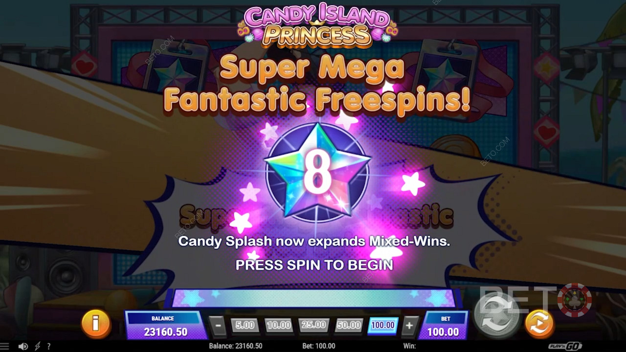 Flotte free spins i Candy Island Princess