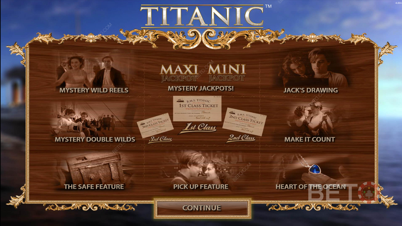 Nyd adskillige funktioner på Titanic spilleautomaten