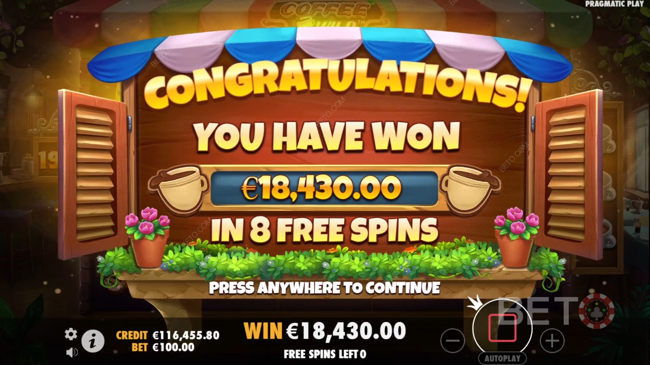 Vind 4.000 gange din indsats i Coffee Wild spilleautomat!