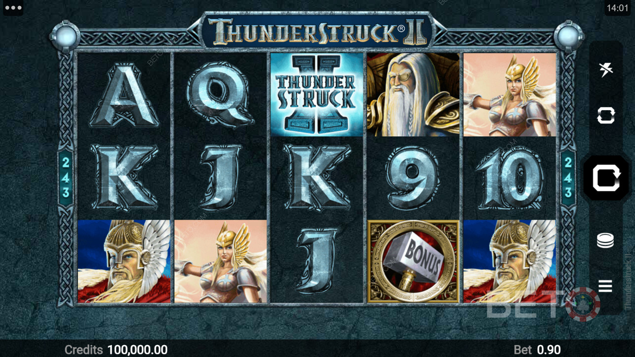 Forskellige temabaserede symboler i Thunderstruck II