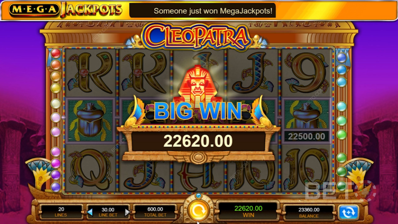 Denne spilleautomat byder på særlige funktioner som Dobbelt Wild og Cleopatra Bonus