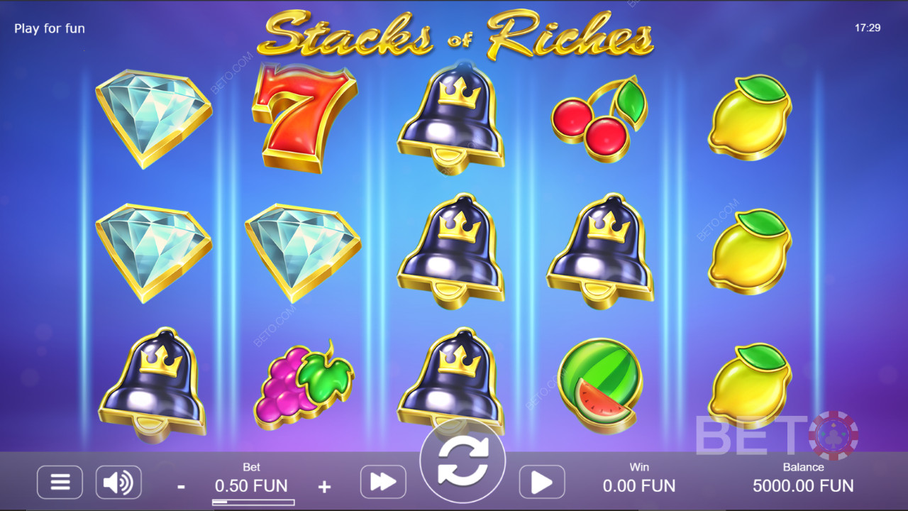 Glinsende symboler i Stacks of Riches