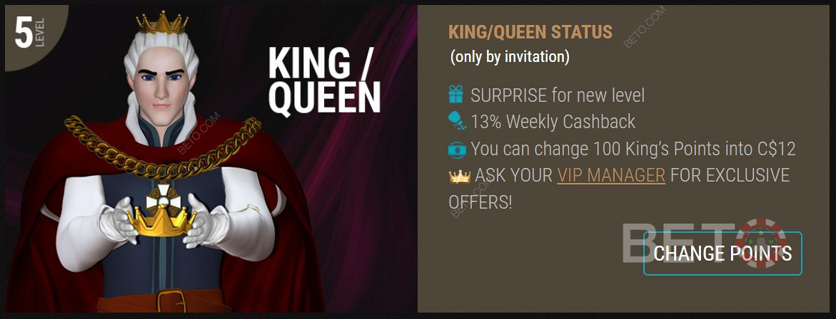 Få Konge/Dronninge status og nyd eksklusive belønninger
