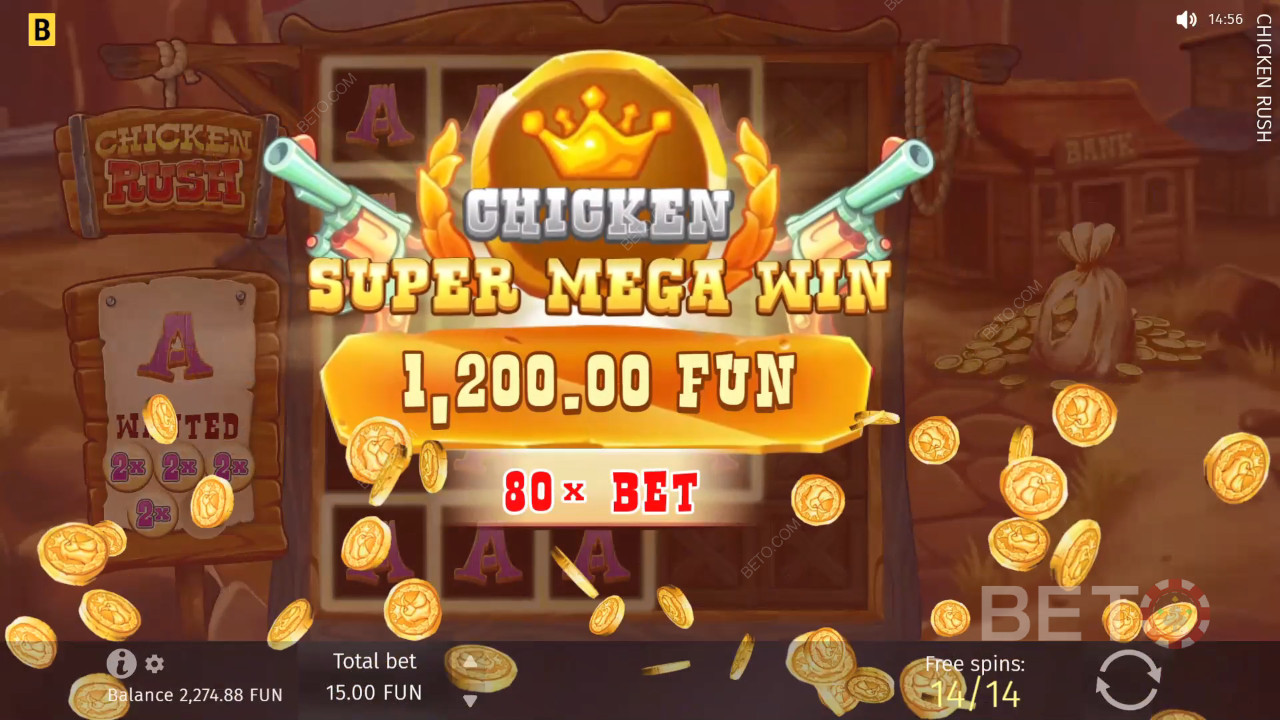 Vind 5.000 gange din indsats i Chicken Rush spilleautomaten!