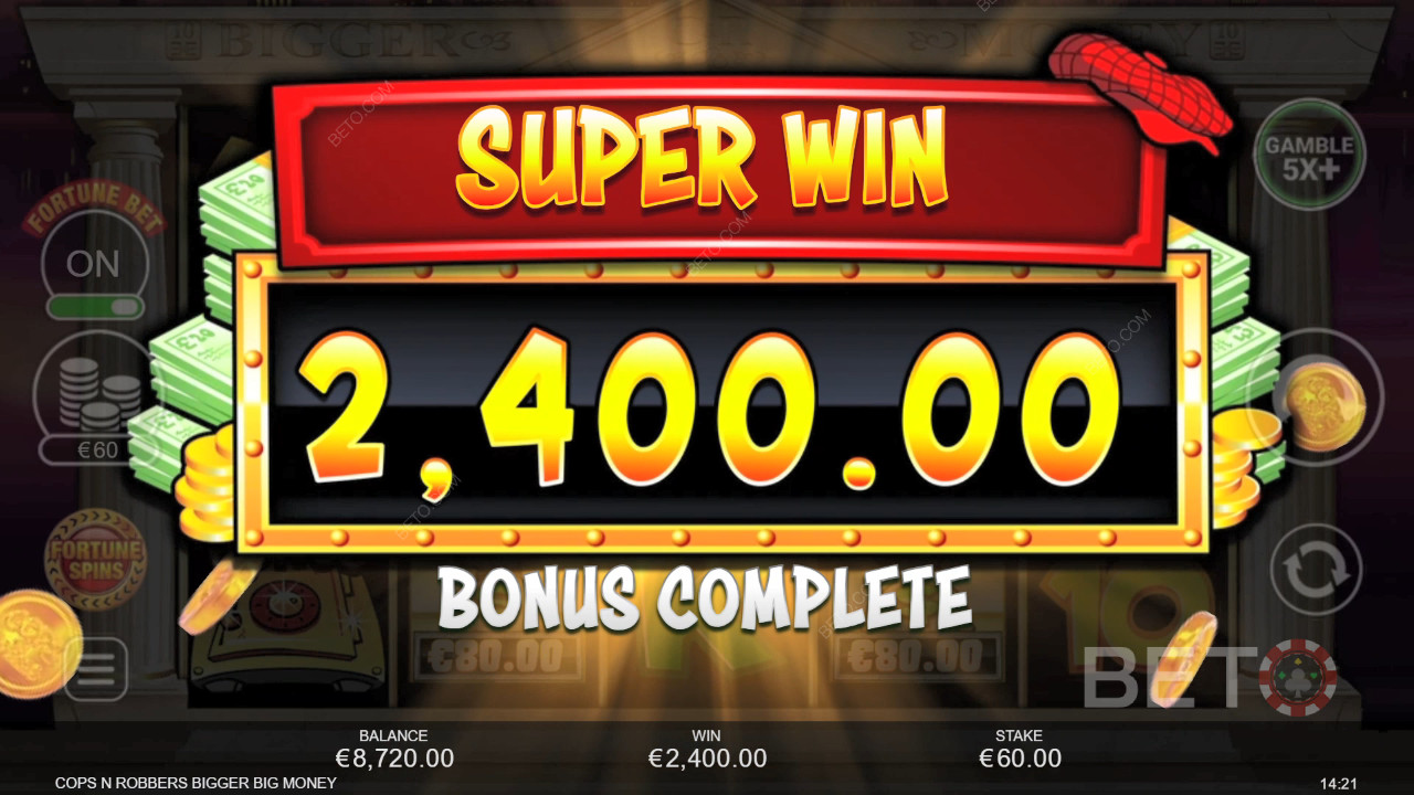 Vind 2.083 gange din indsats i Politi og Røvere Større Jackpot-automaten!