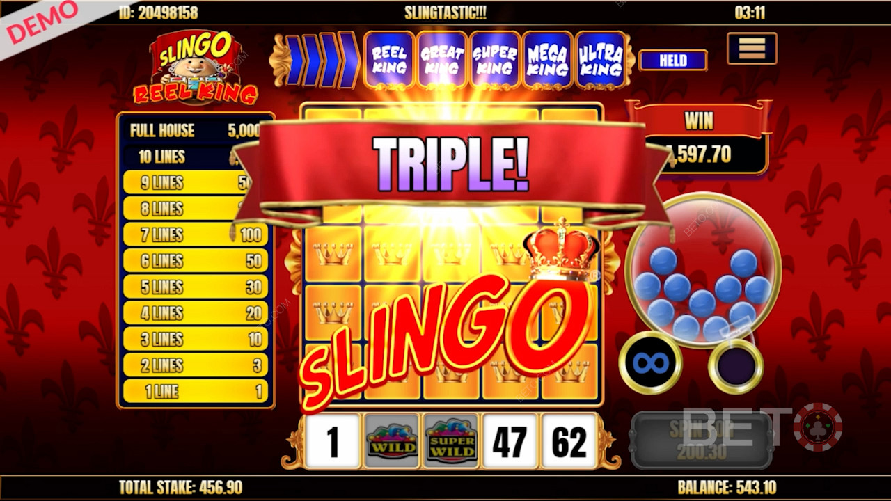 Triple Slingo på Slingo Reel King-spillemaskinen