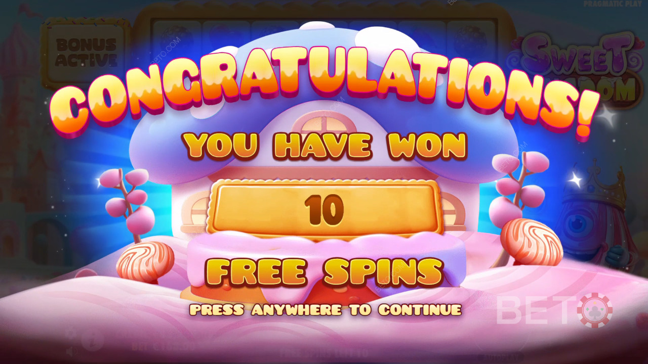 Vind 10.000 gange din indsats i Sweet Kingdom spilleautomat!