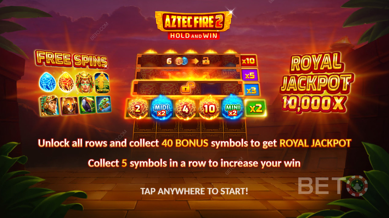 Bonusfunktioner i Aztec Fire 2 fra 3 Oaks Gaming forklaret