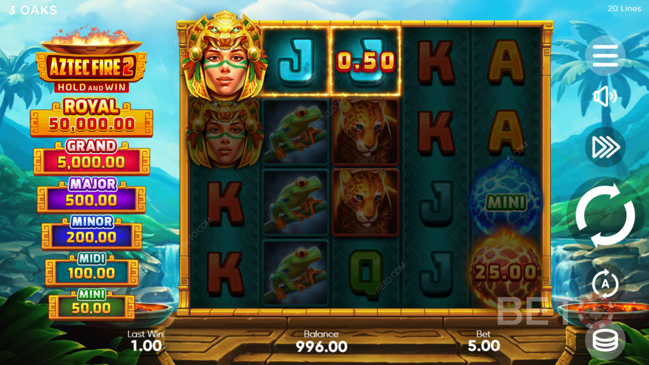 Sådan spiller du Aztec Fire 2 fra 3 Oaks Gaming
