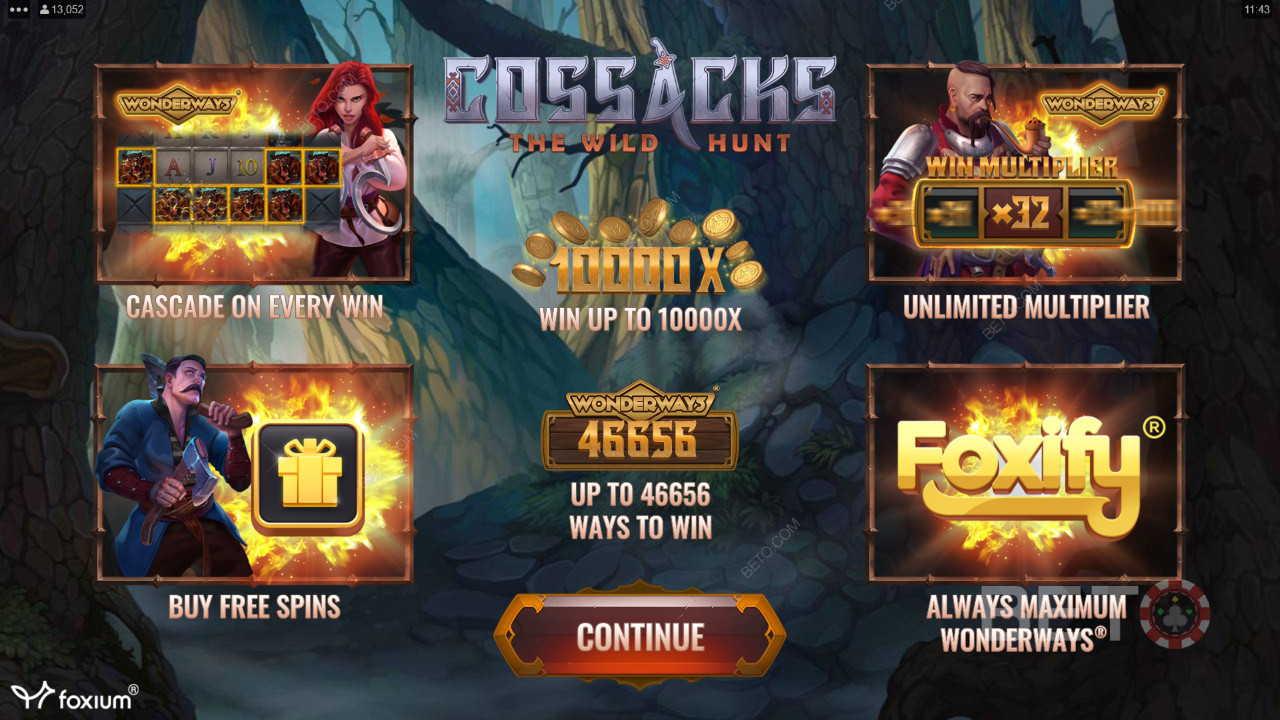 Nyd kaskader, multiplikatorer og gratis spins i Kosakker: Den Vilde Jagt online spilleautomat