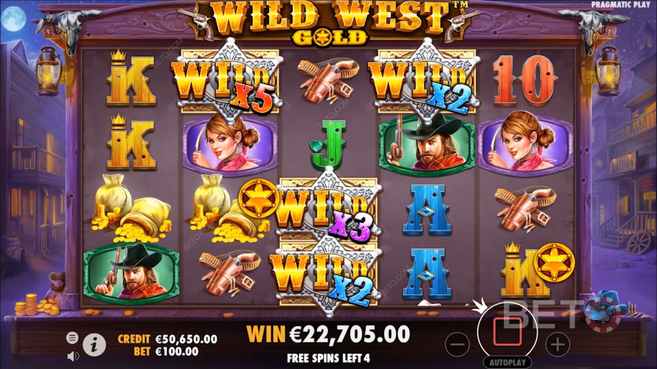 Vilde symboler i Wild West Gold giver store gevinster