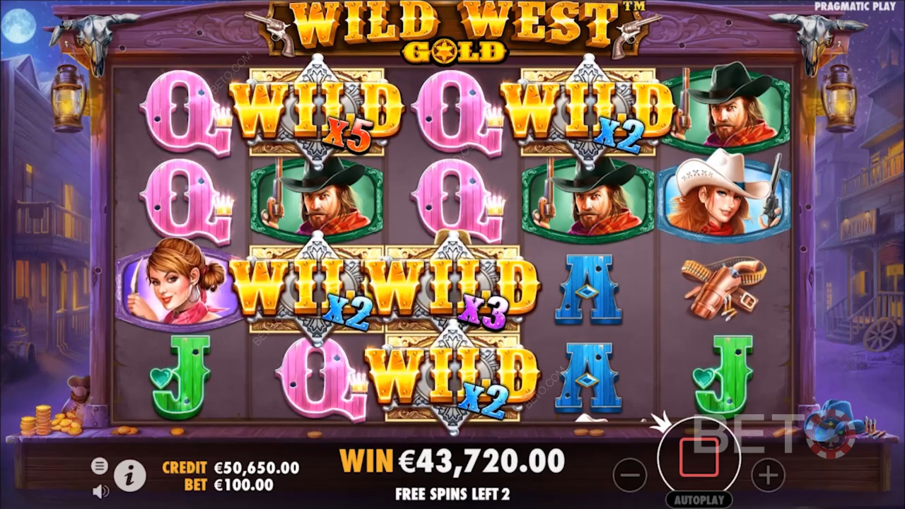 Farverige symboler i Wild West Gold fra Pragmatic Play
