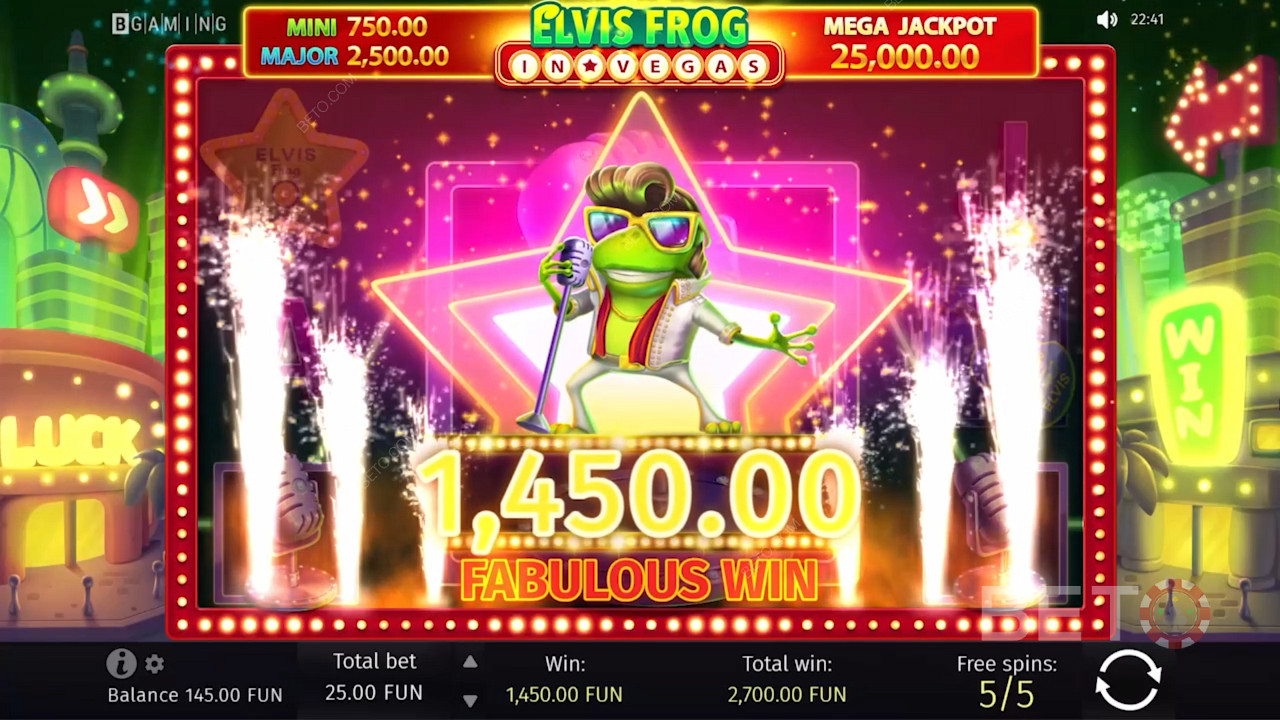 Bliv den næste store superstjerne i Las Vegas på den nye Elvis Frog spillemaskine