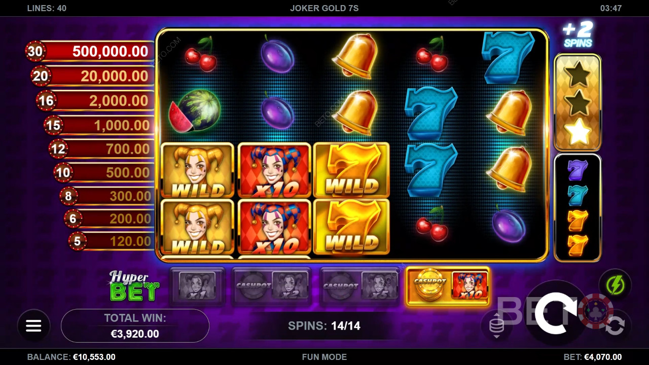 Vind 50.000 gange din indsats i Joker Gold 7s spilleautomaten!