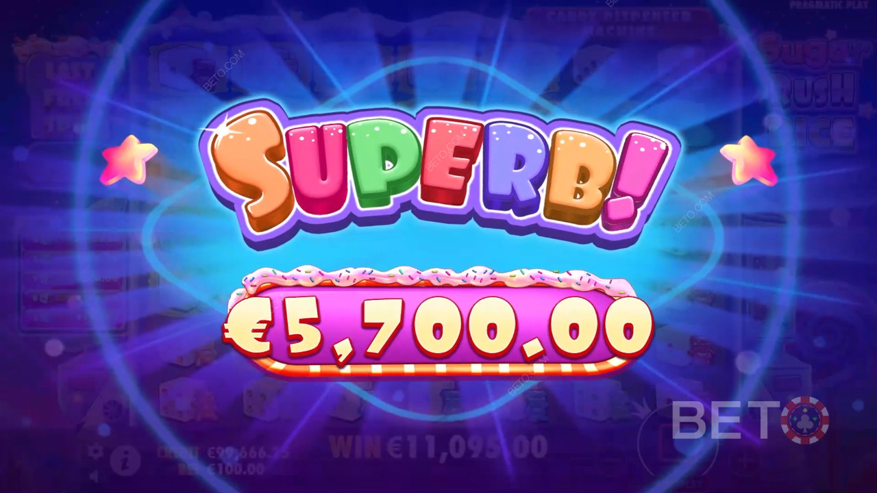 Vind 5.000x Din indsats i Sugar Rush Dice Spilleautomaten!