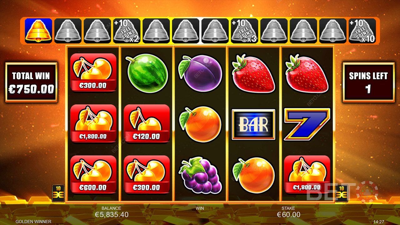 Bonusfunktioner i Golden Winner fra Inspired Gaming