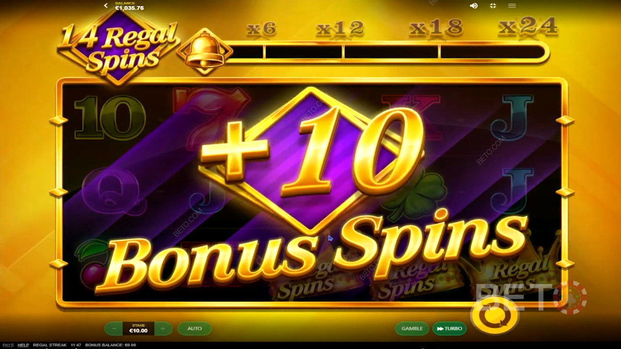Vind bonusrunder i Regal Streak