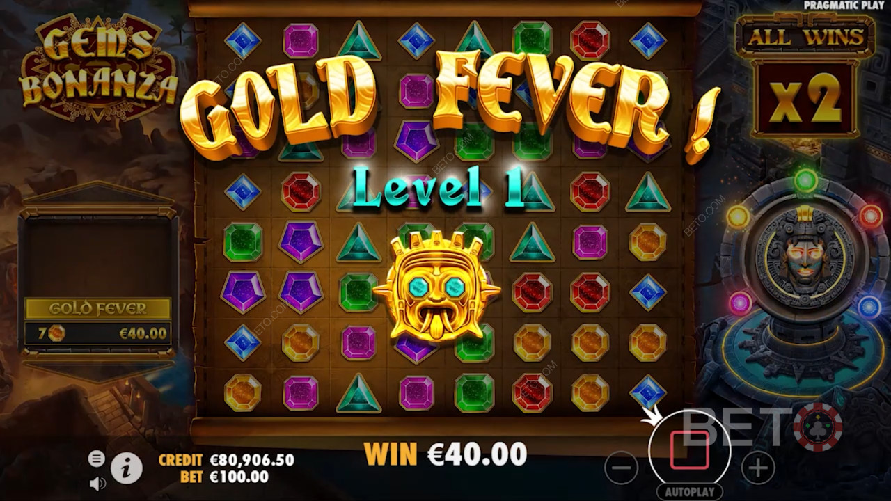 Det regner med juveler, formuer og herlighed i Gems Bonanza fra Pragmatic Play