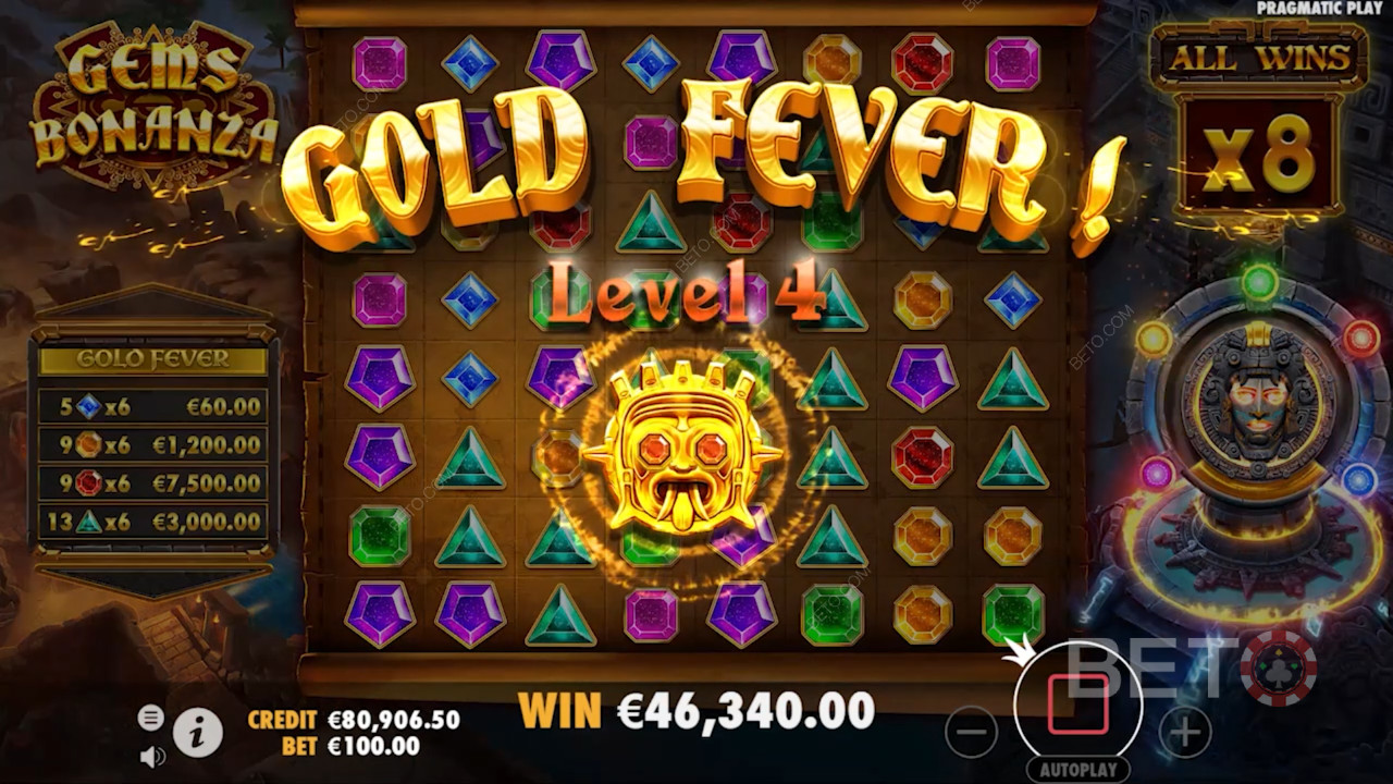 Saml mindst 114 vindersymboler for at låse op for Gold Fever-bonussen