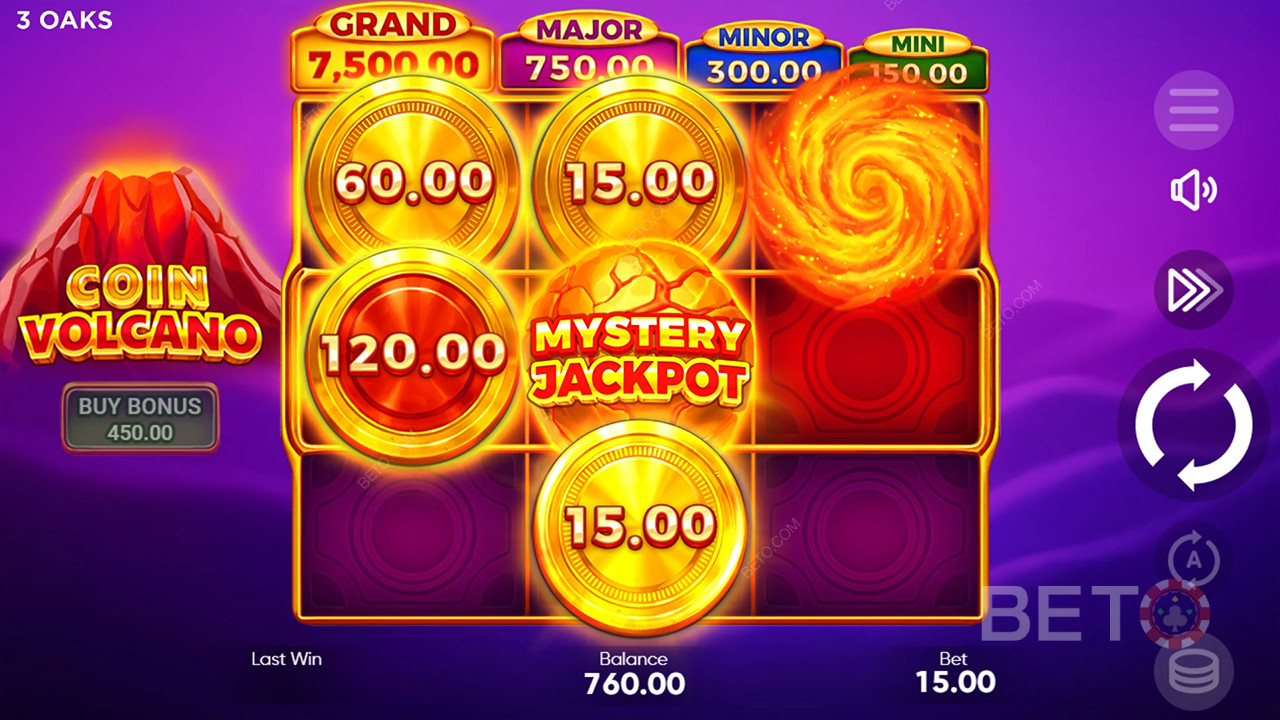 Vind 2.551 gange din indsats i Coin Volcano spilleautomaten!