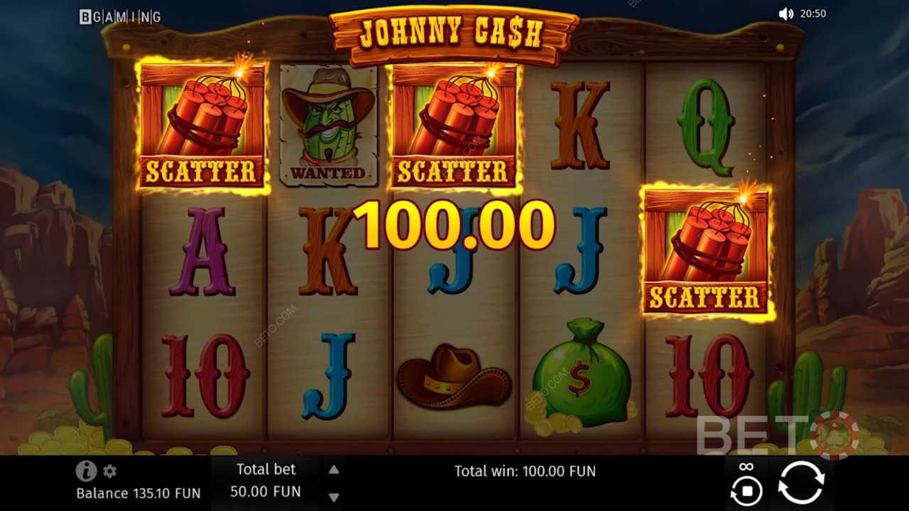 Få sprængfarlige Scatter-symboler i Johnny Cash