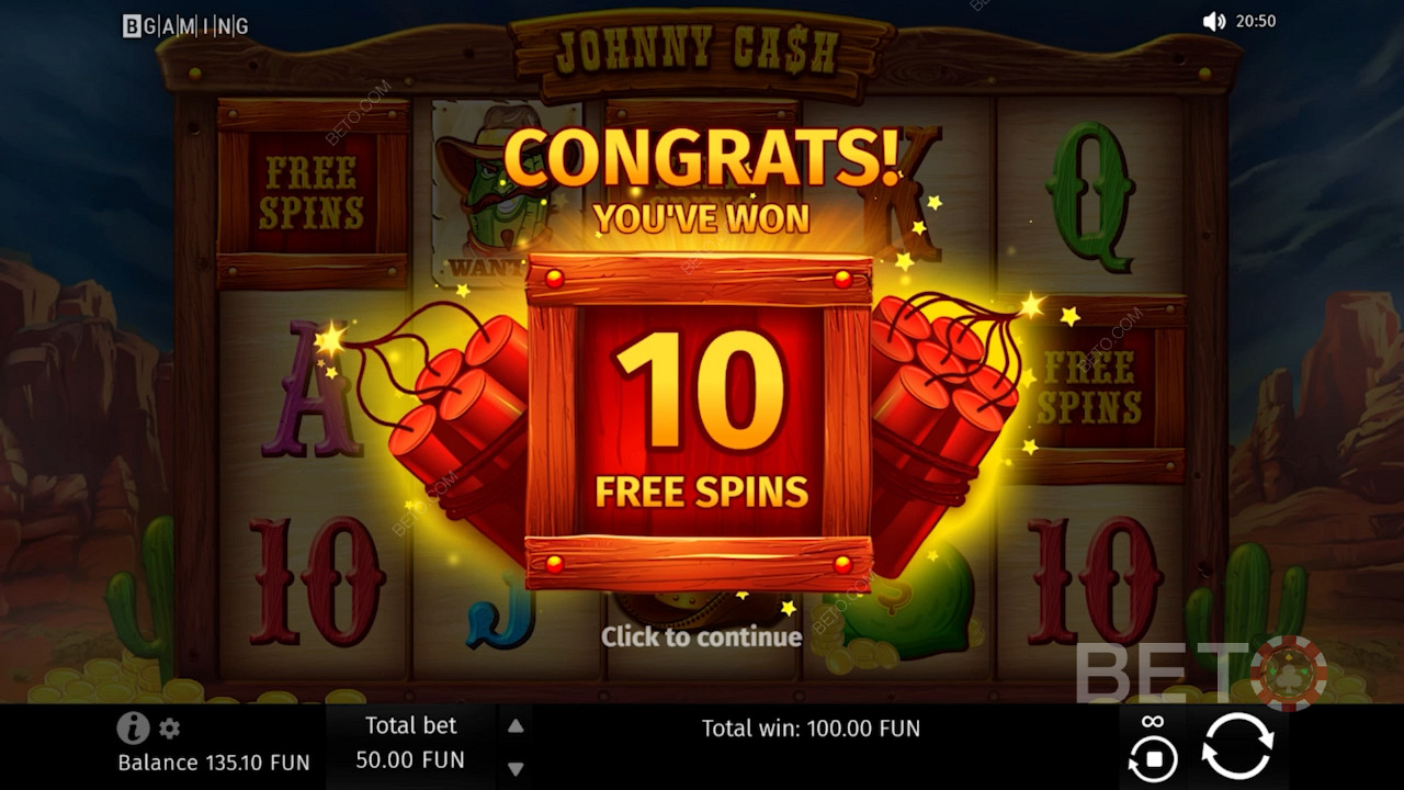 Vind belønnende Free Spins i Johnny Cash