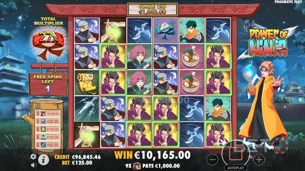 Bonusfunktioner i Power of Ninja fra Pragmatic Play