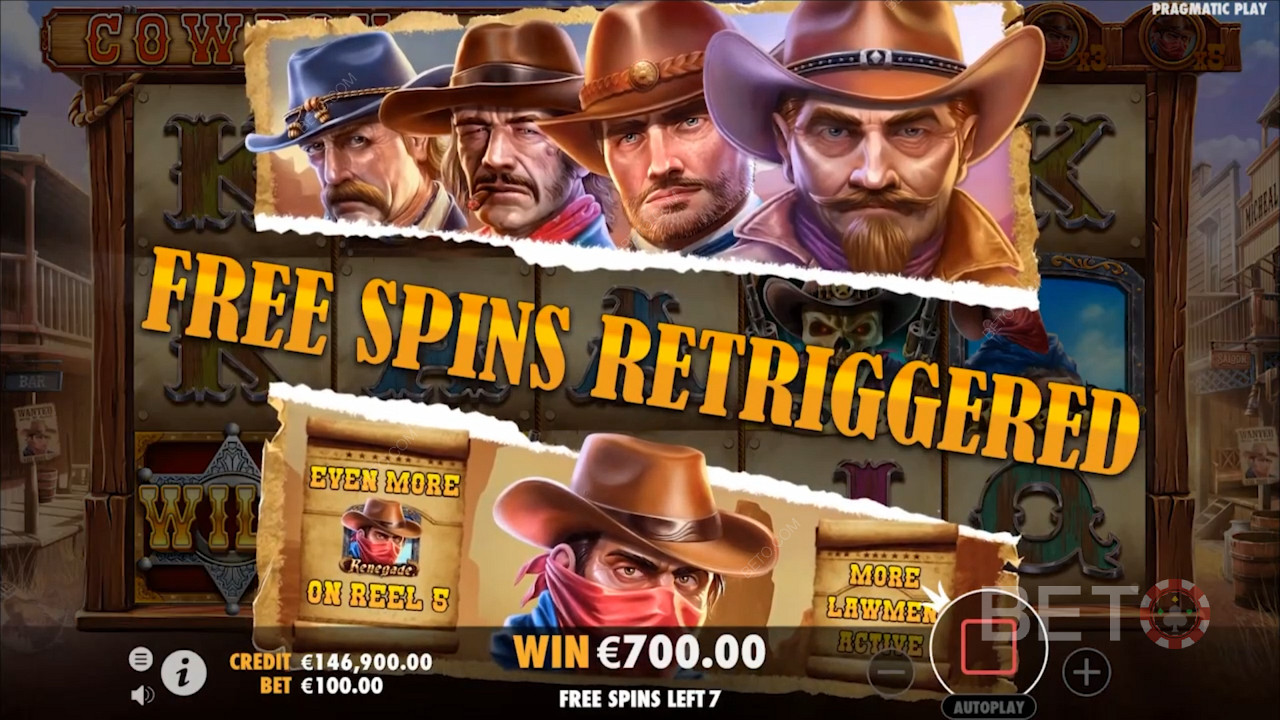 Spil blandt de vilde cowboys og vind kontante præmier på Cowboys Gold-spillemaskinen