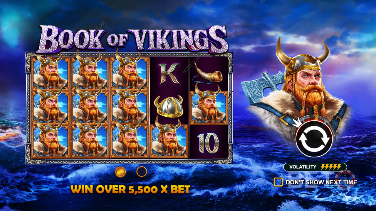 Vind gevinster op til 5.500x indsatsen i den højvolatile Book of Vikings slot